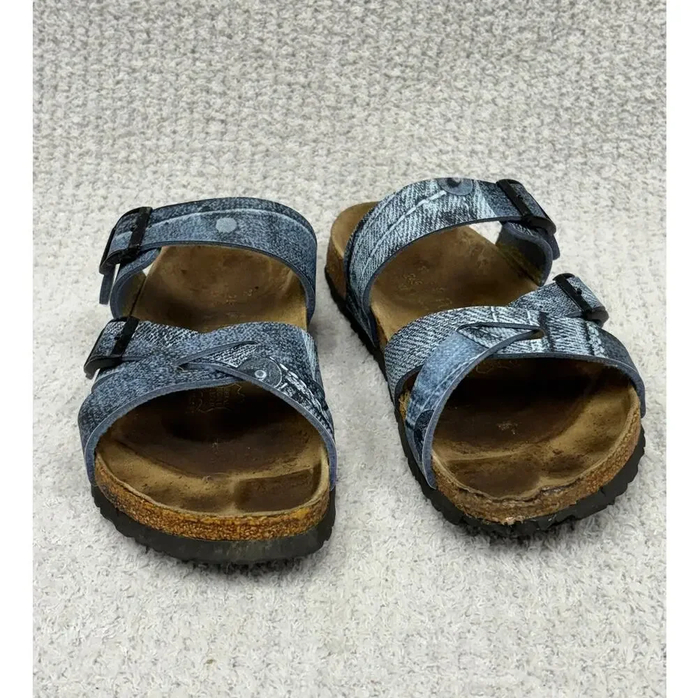 Papillio by Birkenstock Blue Denim Print Sandals Size 7 AS IS #79757